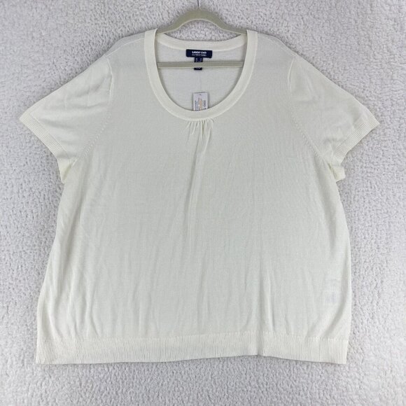 Lands' End Outfitters Ivory Short Sleeve Knit Shirt Womens Pullover Size 4X - Picture 1 of 16